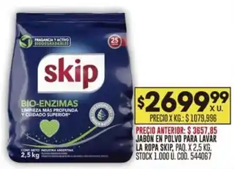 Coto JABON EN POLVO PARA LAVAR LA ROPA SKIP, PAQ. X 2,5 KG. oferta