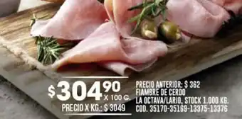 Coto FIAMBRE DE CERDO LA OCTAVA/LARIO, X 100 G. oferta