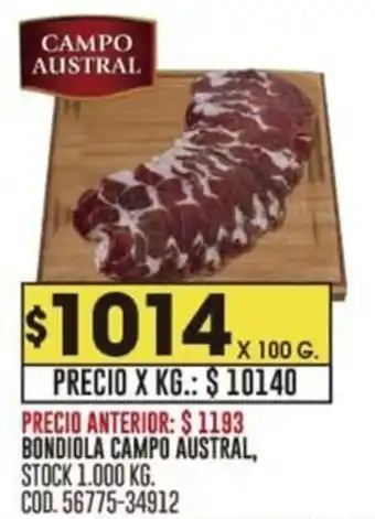 Coto BONDIOLA CAMPO AUSTRAL, X 100 G. oferta