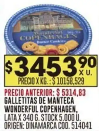 Coto GALLETITAS DE MANTECA WONDERFUL COPENHAGEN, LATA X 340 G. oferta