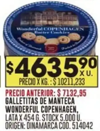 Coto GALLETITAS DE MANTECA WONDERFUL COPENHAGEN, LATA X 454 G. oferta