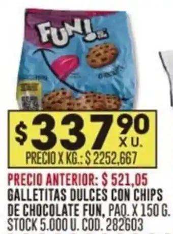 Coto GALLETITAS DULCES CON CHIPS DE CHOCOLATE FUN, PAQ. X 150 G. oferta