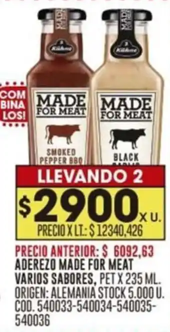 Coto ADEREZO MADE FOR MEAT VARIOS SABORES, PET X 235 ML. LLEVANDO 2 oferta