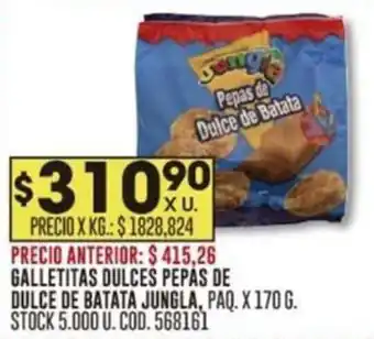 Coto GALLETITAS DULCES PEPAS DE DULCE DE BATATA JUNGLA, PAQ. X 170 G. oferta