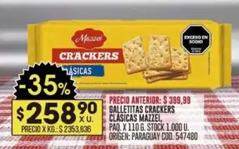 Coto GALLETITAS CRACKERS CLASICAS MAZZEI, PAQ. X 110 G. oferta