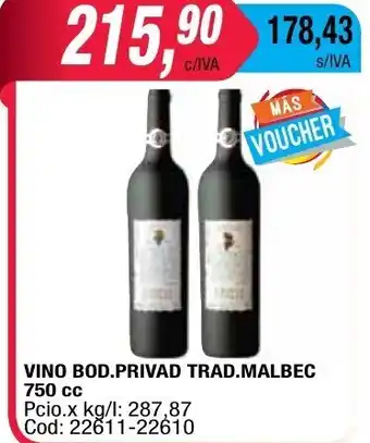 Maxiconsumo Vino Brod Privad Trad Malbec 750cc oferta