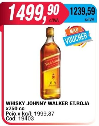 Maxiconsumo Johnny Walker Whisky ET. Roja x750cc oferta