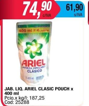 Maxiconsumo Ariel Clasic Pouch Jab.Liq x 400ml oferta