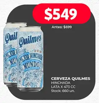 Supermercados Tadicor CERVEZA QUILMES HINCHADA LATA X 473 CC oferta