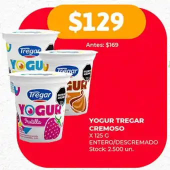 Supermercados Tadicor YOGUR TREGAR CREMOSO X 125 G oferta