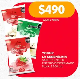 Supermercados Tadicor YOGUR LA SERENÍSIMA SACHET X 900 G ENTERO/DESCREMADO oferta