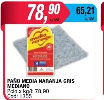 Maxiconsumo Media Naranja Paño Gris Mediano oferta