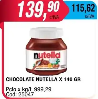 Maxiconsumo Nutella Chocolate 140gr oferta