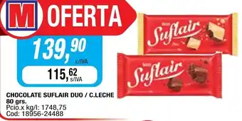 Maxiconsumo Chocolate Suflair Duo/C.Leche 80grs oferta