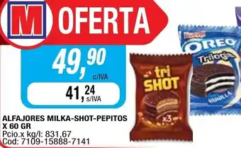 Alfajores Milka Shot Pepitos x 60gr