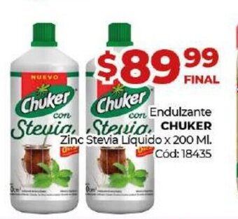 Diarco Chuker Endulzante Zinc Stevia Liquido x 200ml oferta