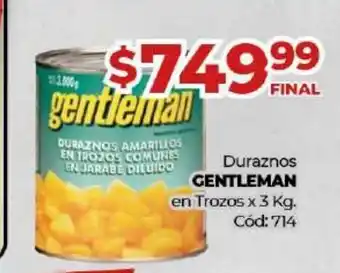 Diarco Gentleman Duraznos en Trozos x 3kg oferta