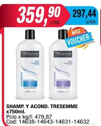Maxiconsumo Tresemme Shamp.Y Acond x 750ml oferta