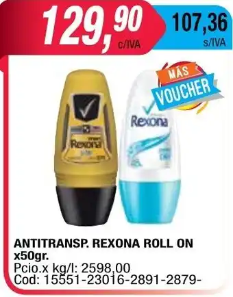 Maxiconsumo Rexona Roll on Antitransp x 50gr oferta