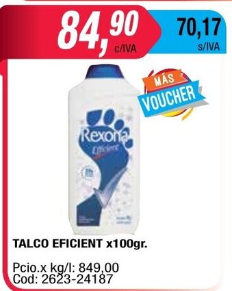Maxiconsumo Talco Eficient x 100gr oferta