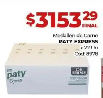 Diarco Paty Express Medallón de Carne x 72 un oferta