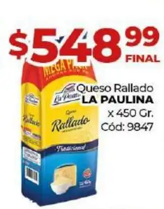 Diarco La Paulina Queso Rallado x 450gr oferta