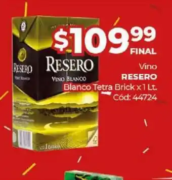 Diarco Resero Vino Blanco Tetra Brick x 1lt oferta