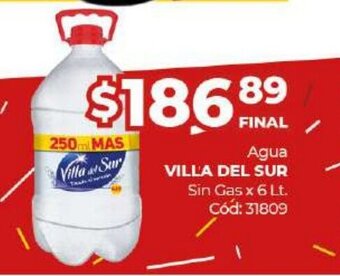 Diarco Villa Del Sur Agua Sin Gas x 6 Lt oferta