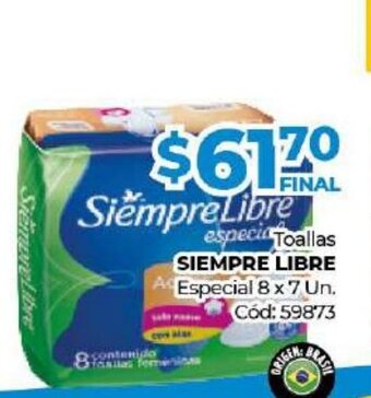 Diarco Siempre Libre Toallas Especial 8 x 7 Un oferta