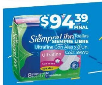 Diarco Siempre Libre Toallas Ultrafina Con Alas x 8 un. oferta