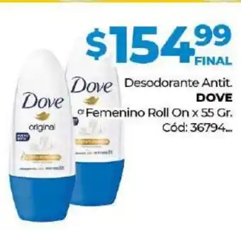 Diarco Dove Desodorante Antit. Femenino Roll On x 55 gr oferta