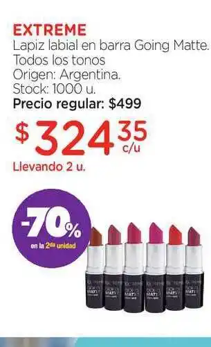 Farmacity Extreme Lapiz labial en barra Going Matte Todos los tonos oferta
