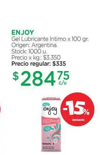 Farmacity Enjoy Gel Lubricante intimo x 100gr oferta