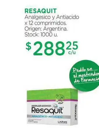 Farmacity Resaquit Analgesico y Antiacido x 12 comprimidos oferta