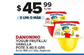 Carrefour Maxi Danonino Yogur Frutilla-Vainilla Pote 80.5grs oferta