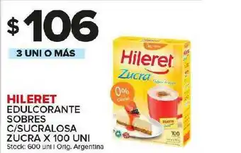 Carrefour Maxi Hileret Edulcorante Sobres C-Sucralosa Zucra x 100uni oferta