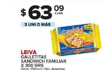 Carrefour Maxi Leiva Galletitas Sandwich Familiar x 300grs oferta