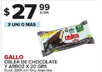 Carrefour Maxi Gallo Oblea De Chocolate Y Arroz x 20grs oferta