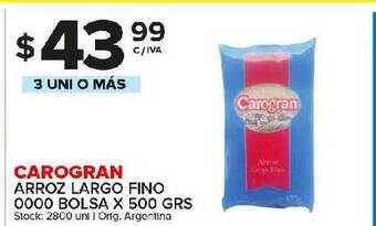 Carrefour Maxi Carogran Arroz Largo Fino 0000 Bolsa x 500grs oferta