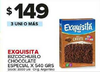 Carrefour Maxi Exquisita Bizcochuelo Chocolate Especial x oferta