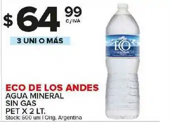 Carrefour Maxi Eco De Los Andes Agua Mineral Sin Gas Pet x 2lt oferta