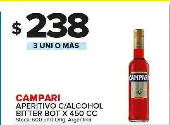 Carrefour Maxi Campari Aperitivo C-Alcohol Bitter Bot x 450cc oferta