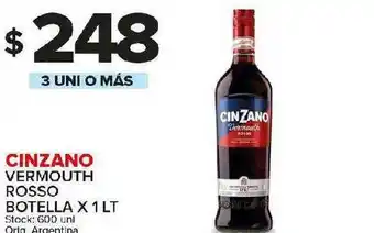 Carrefour Maxi Cinzano Vermouth Rosso Botella x 1lt oferta