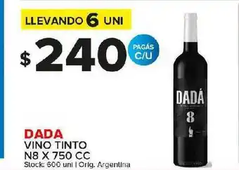 Carrefour Maxi Dada Vino Tinto N8 x 750cc oferta