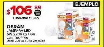 Carrefour Maxi Osram Lampara Led 5W 220V E27 G4 Calida-Fria oferta