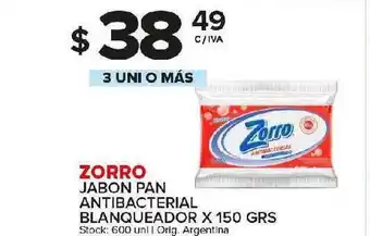 Carrefour Maxi Zorro Jabon Pan Antibacterial Blanqueador x 150grs oferta