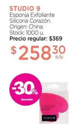 Studio 9 Esponja Exfoliante Silicona Corazón -30% Descuento
