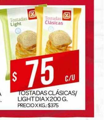 Supermercados DIA Tostadas Clásicas Light Dia x 200g oferta