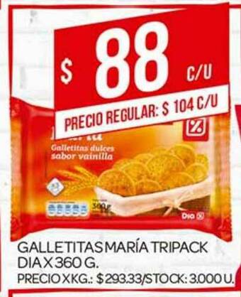 Supermercados DIA Galletitas María Tripack Dia x 360g oferta
