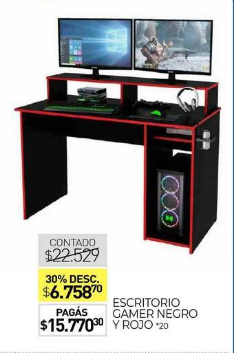 La Anonima Escritorio Gamer Negro Y Rojo oferta